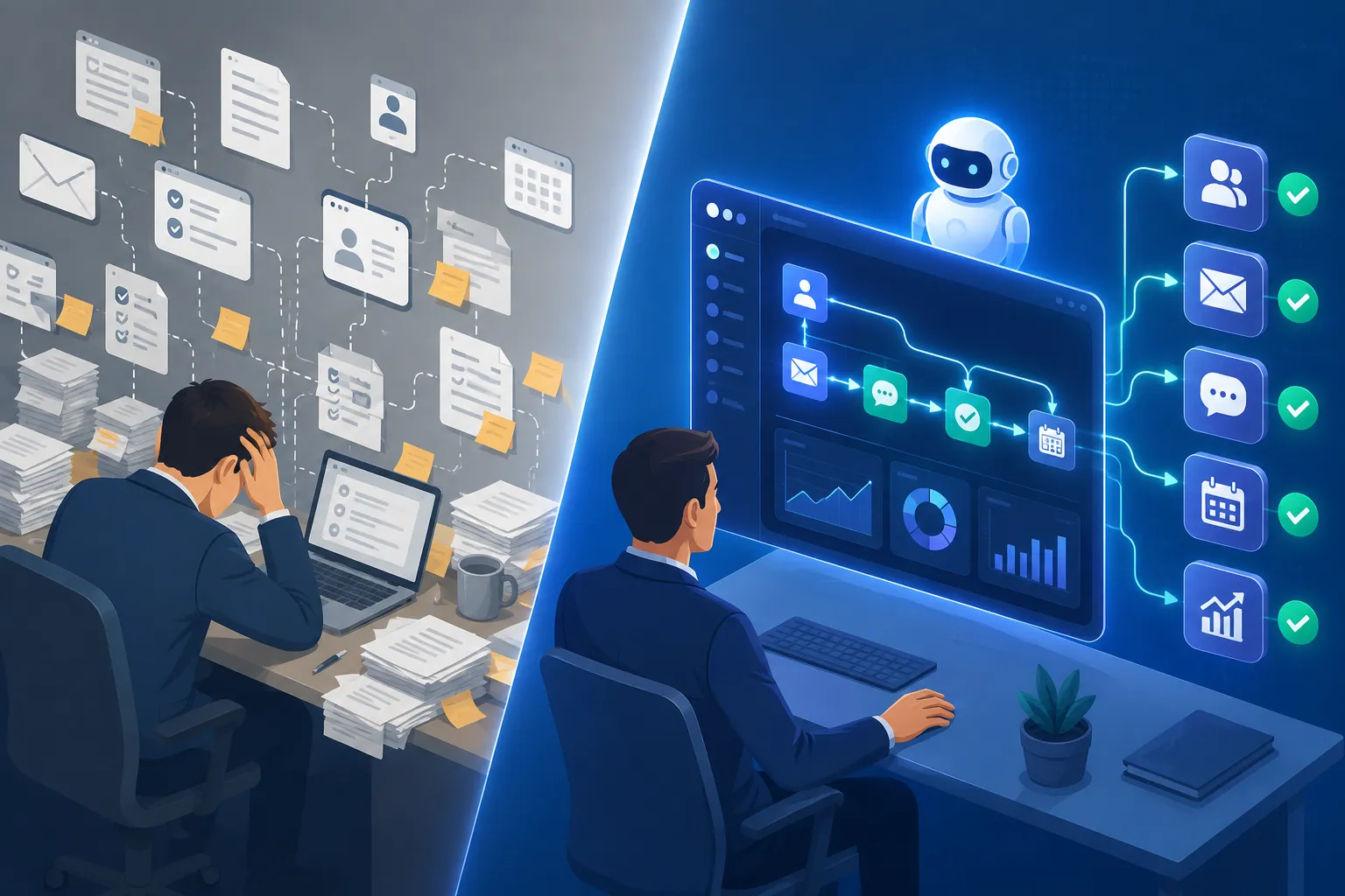 Stressed Work vs Automated Workflow