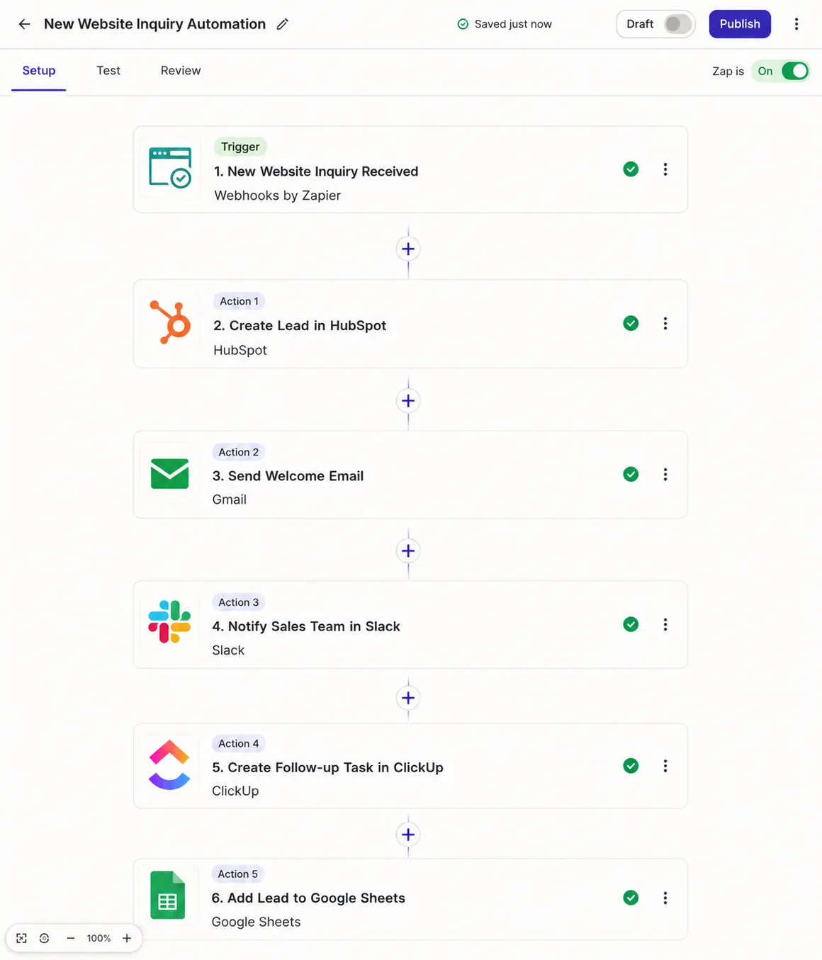 new website enquiry automation