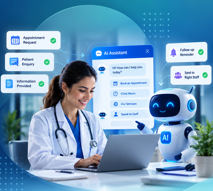 Healthcare AI Automation 1 Healthcare professional using an AI assistant for administrative workflows